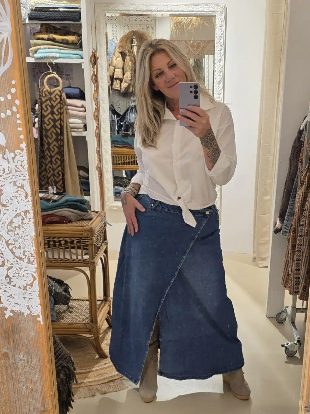 Stretch jeans rok plussize