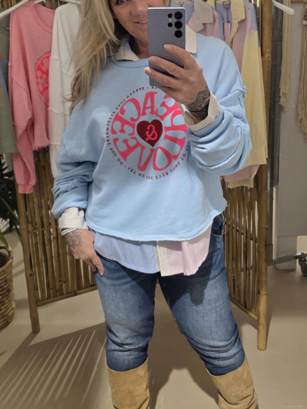 Korte oversized sweater peace&love