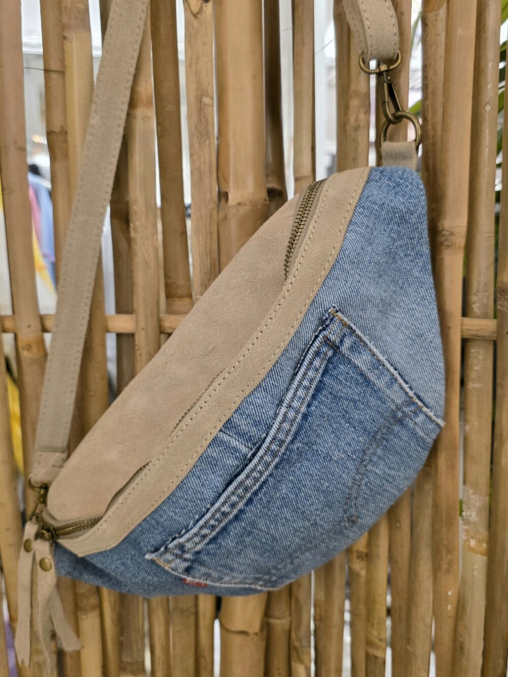 Crossbody bag denim/suède