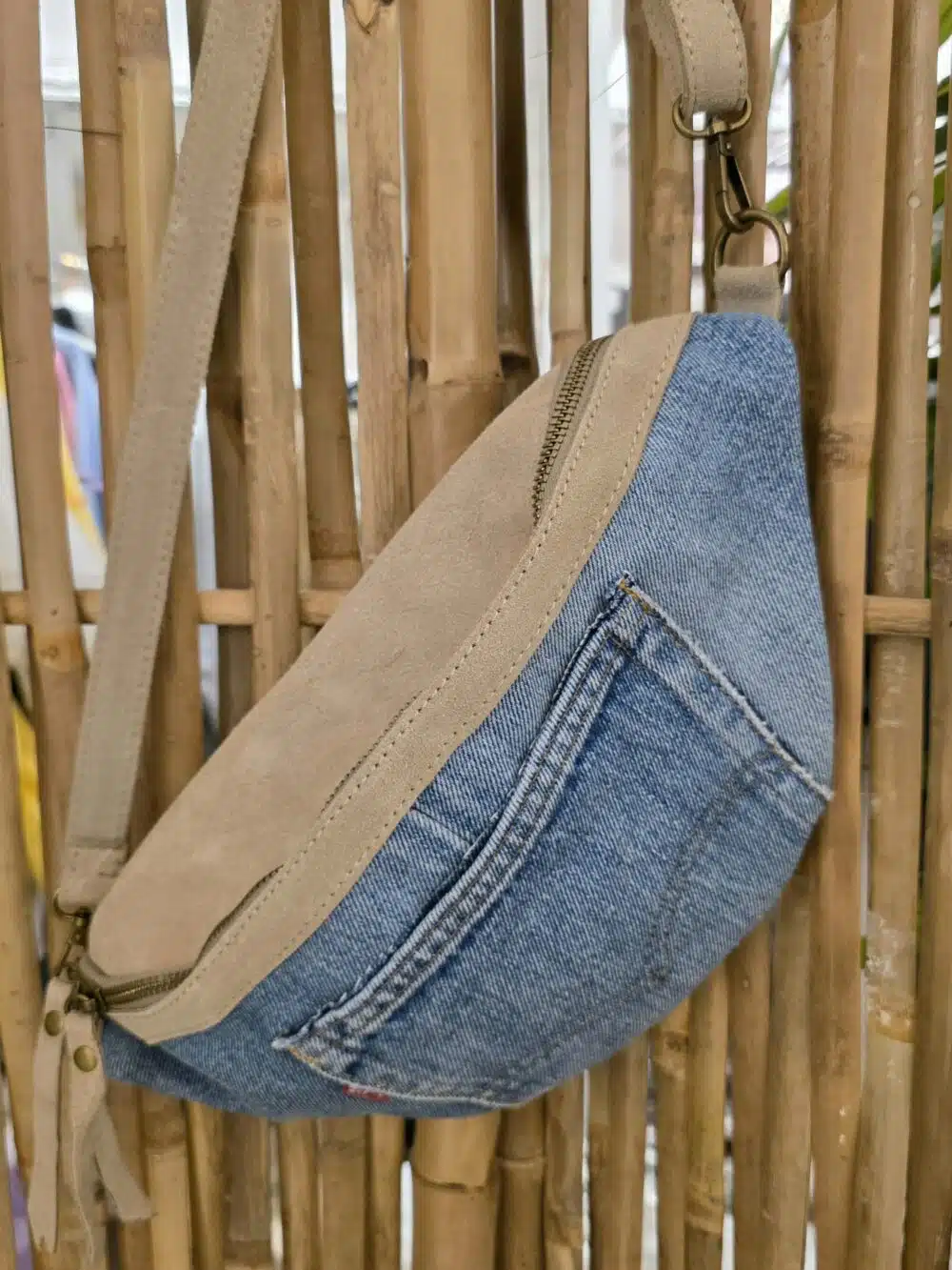 Crossbody bag denim/suède