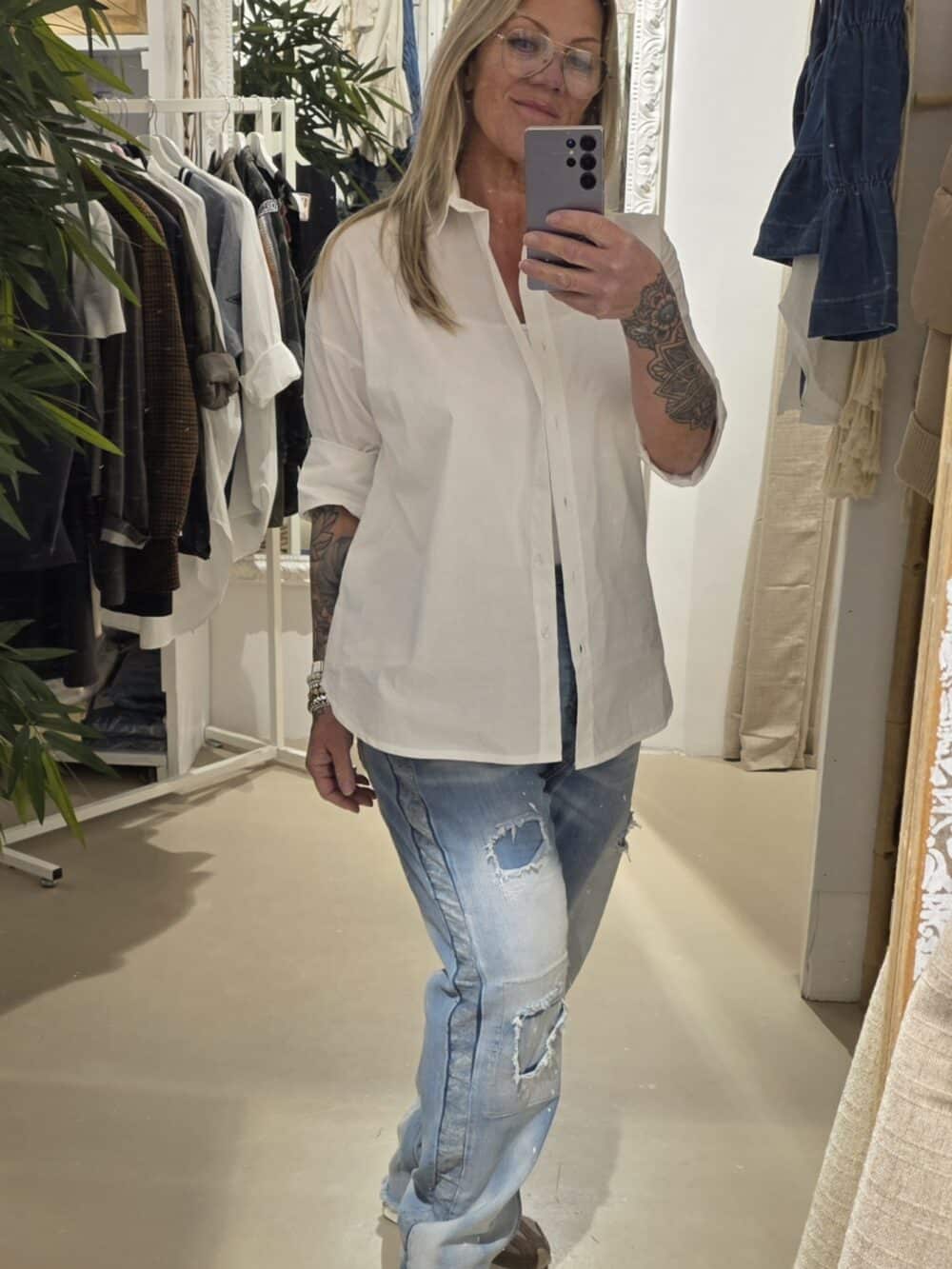 Witte katoenen blouse