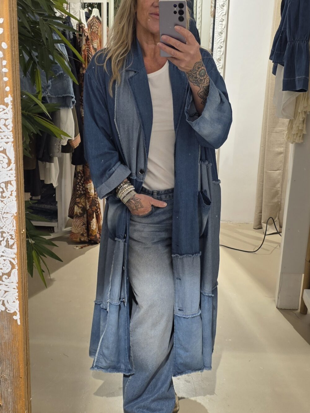 Lange jeans jas