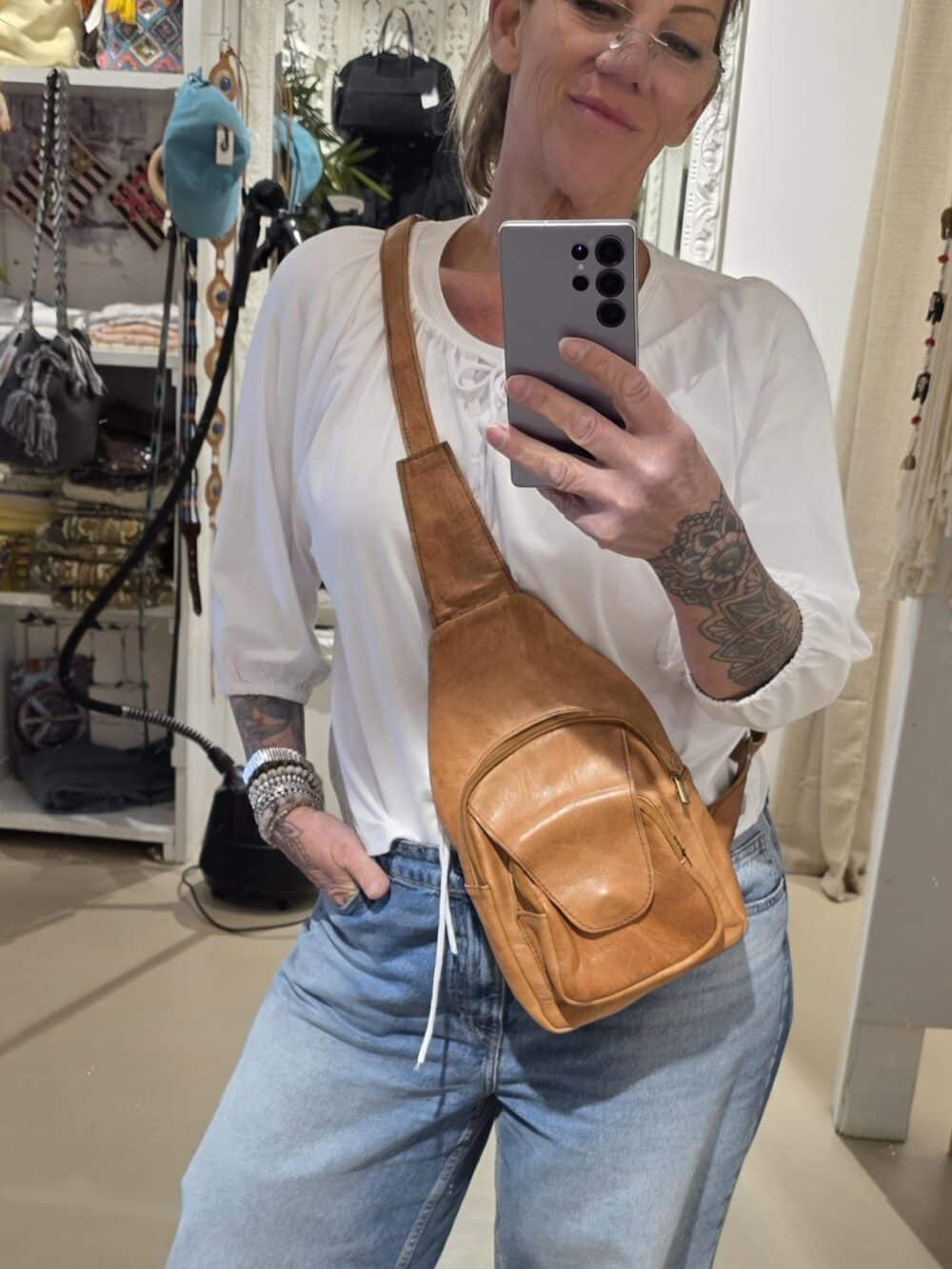 Leren crossbody bag Jill