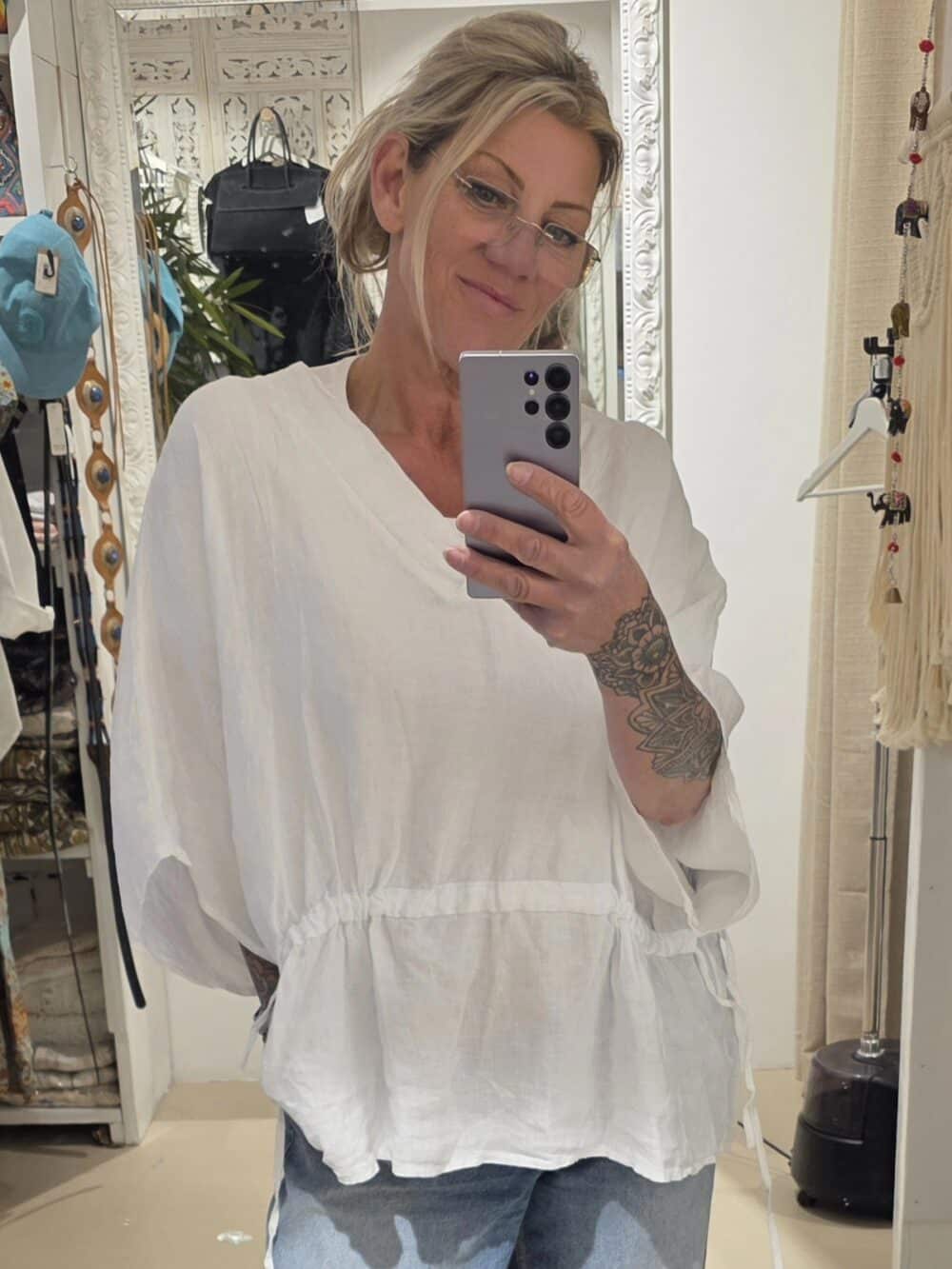 Linnen top met veters