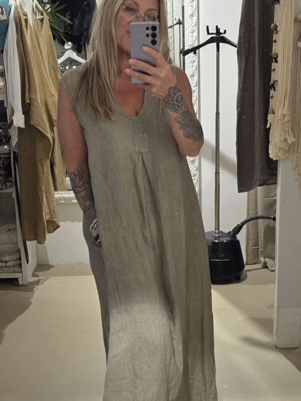 Linnen mouwloze jurk