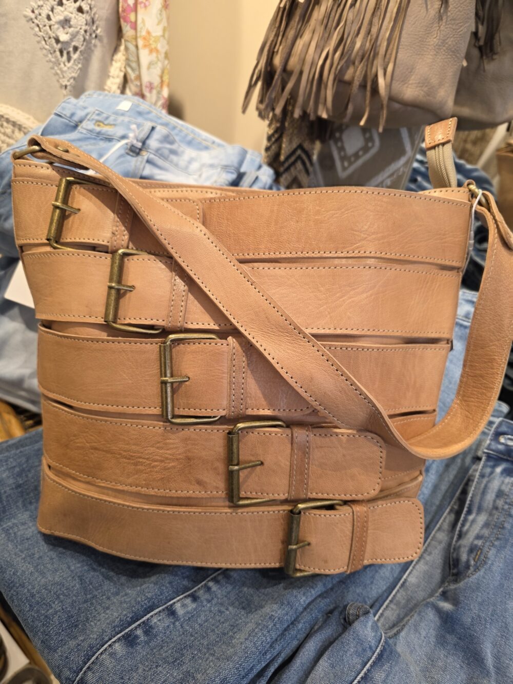 Leren schouder tas Belts