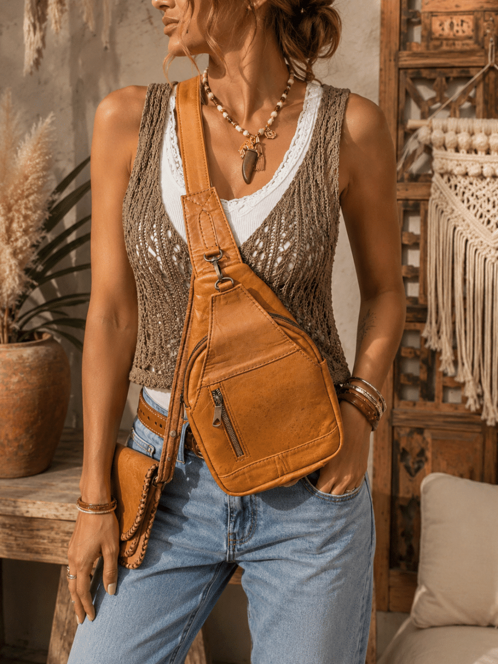 Crossbody tas leer