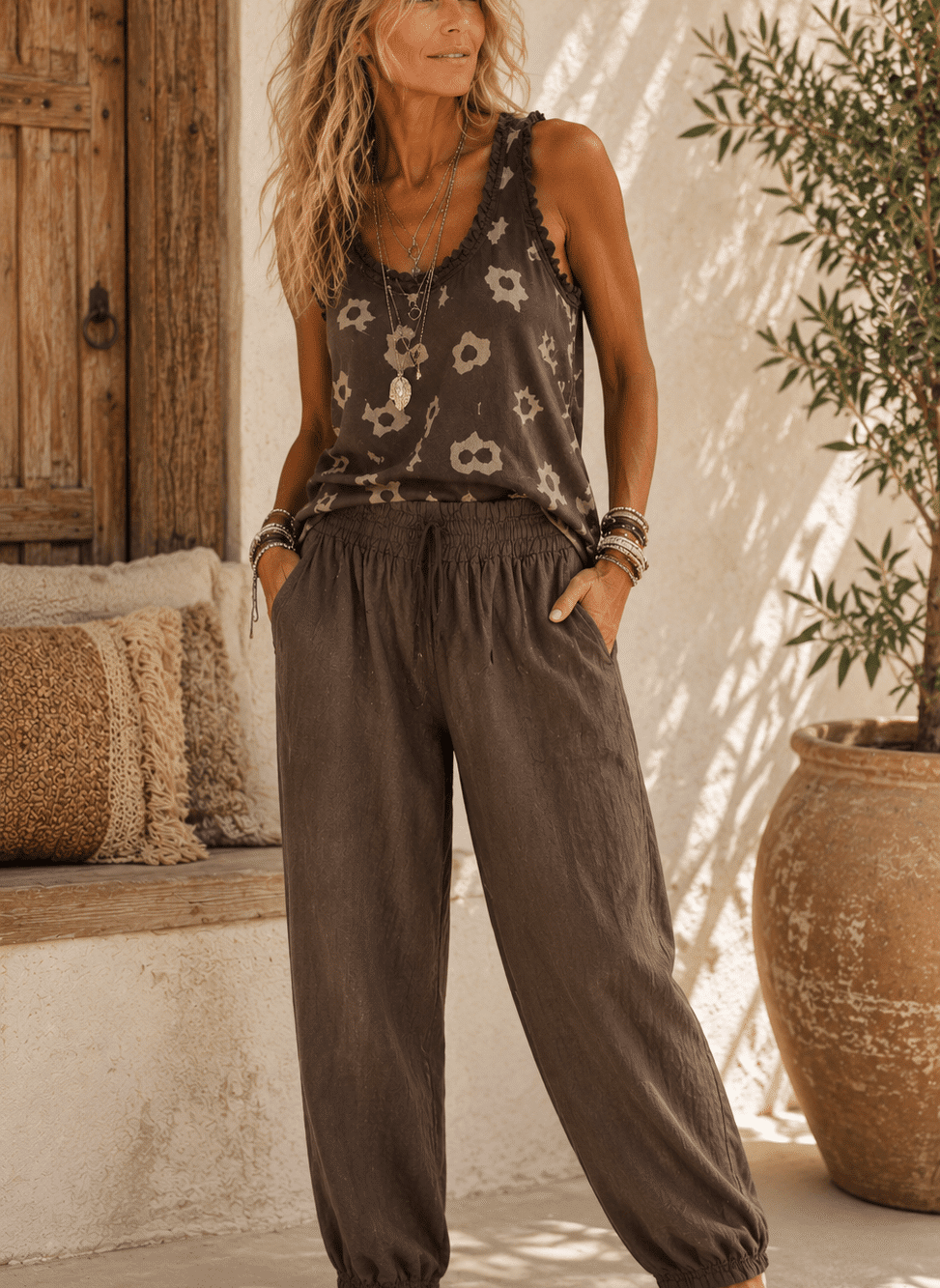 Linnen pof broek Carli