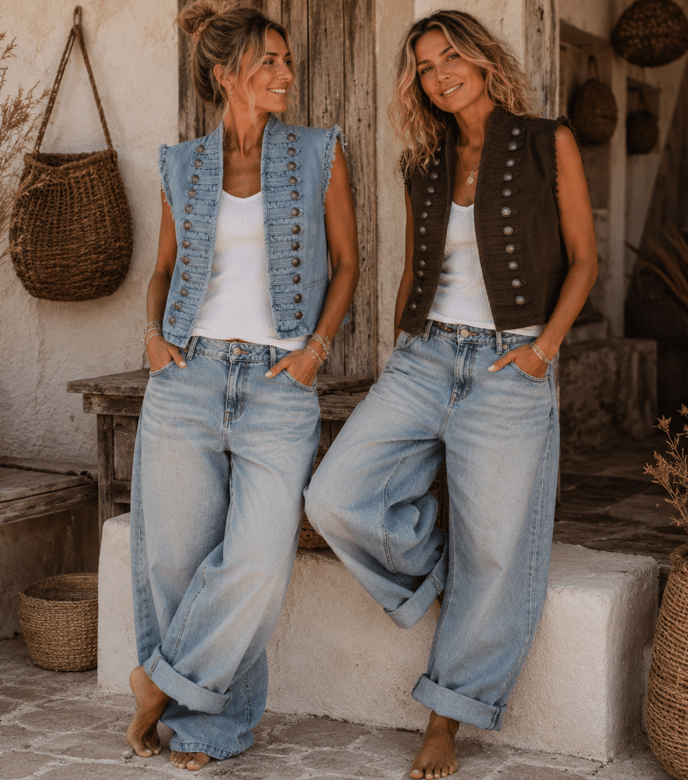 Jeans gilet buttons