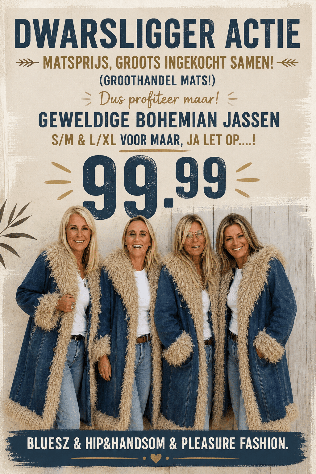 Dwarsligger actie bohemien jas