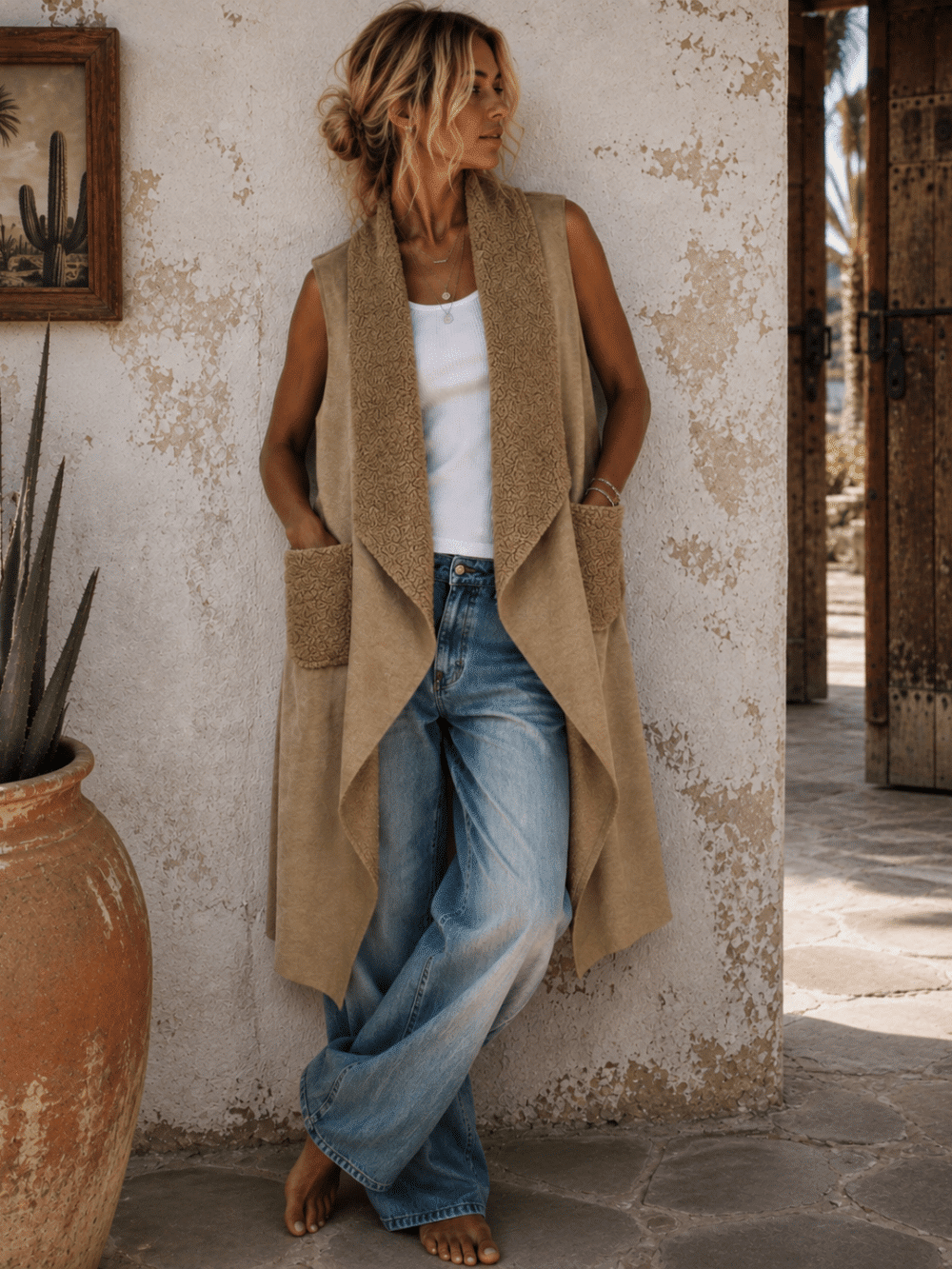 Lang gilet mixed