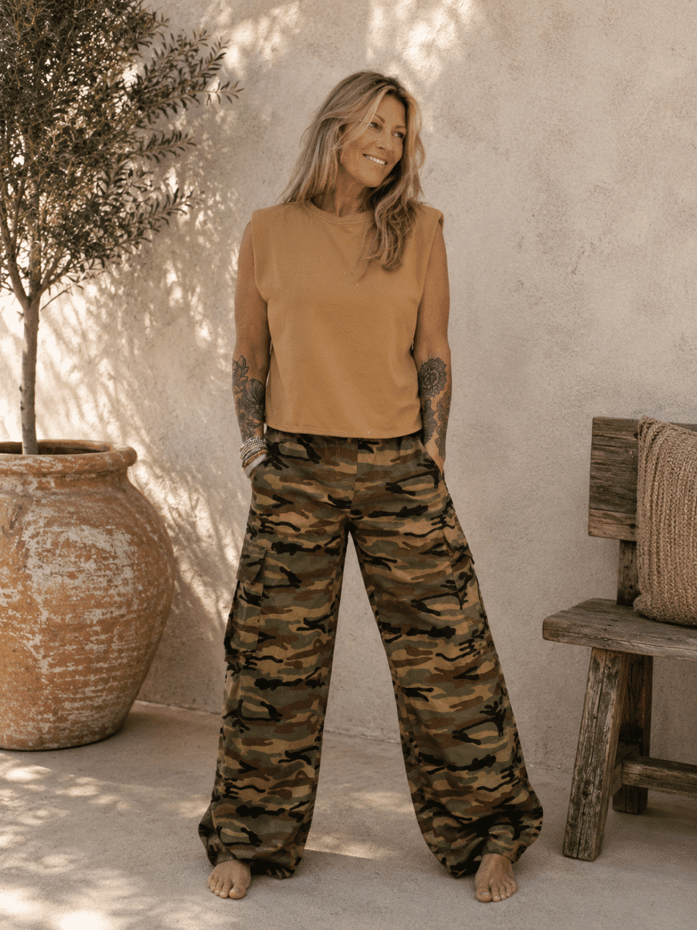 Light army barrel broek