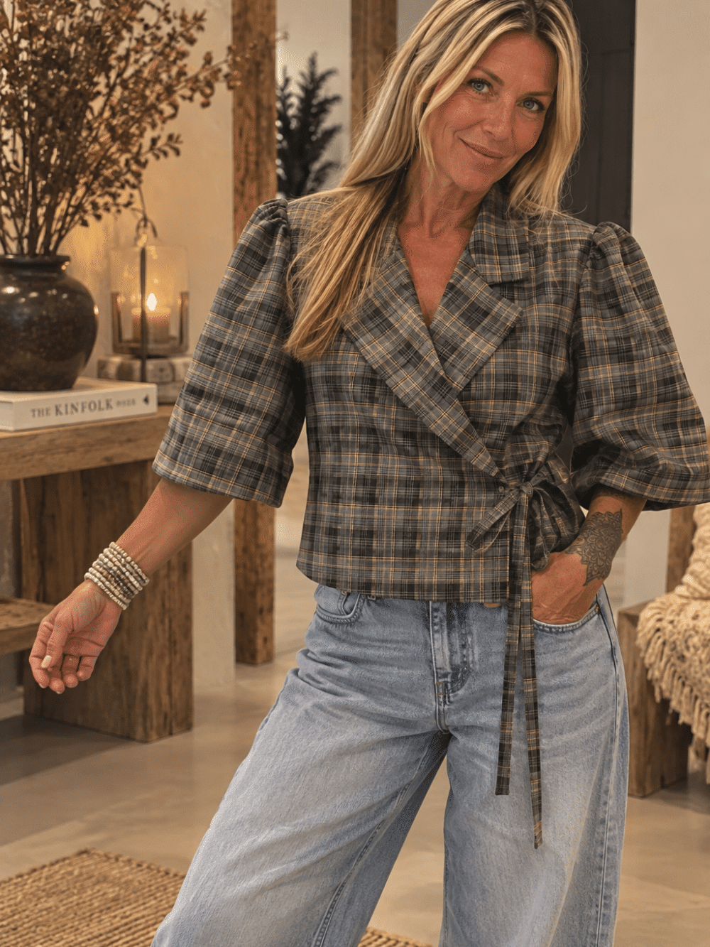 Blouse/jasje ruitje pof
