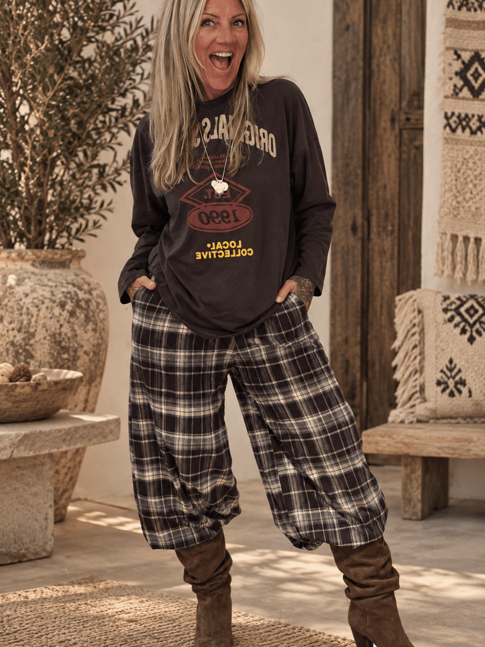 Pof balloon broek ruit