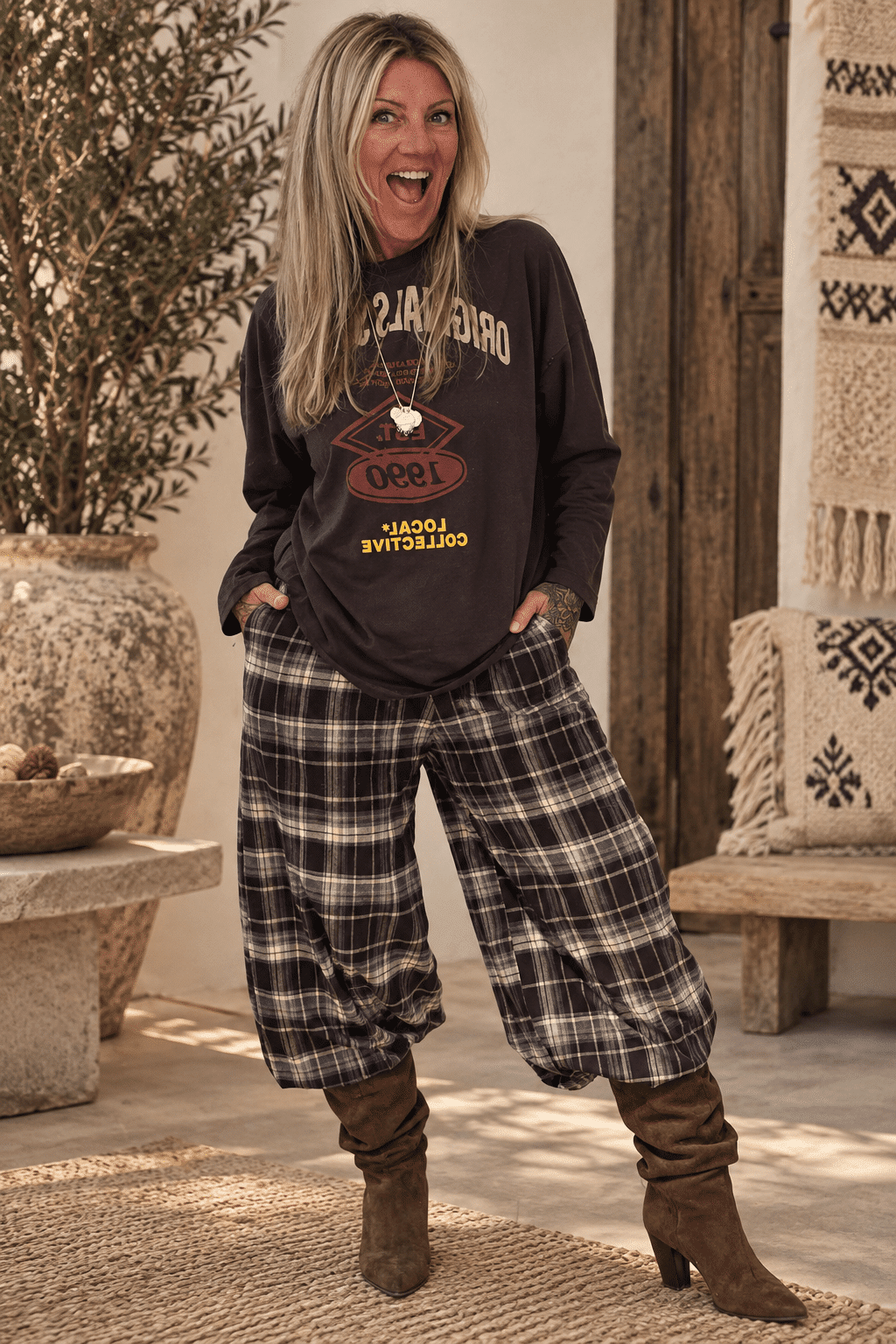 Pof balloon broek ruit
